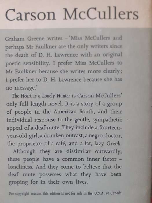 The Heart is a Lonely Hunter ~ Carson McCullers