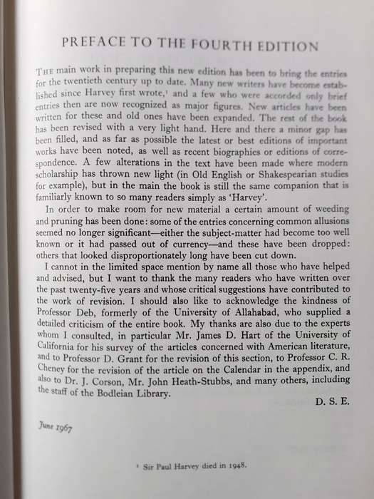 The Oxford Companion to English Literature ~ Sir Paul Harvey