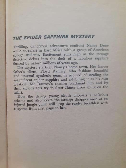 Nancy Drew: The Spider Sapphire Mystery (1971, Collins) ~ Carolyn Keene