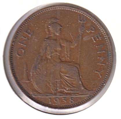 GREAT BRITAIN 1 PENNY  1938 IN COIN FLIP