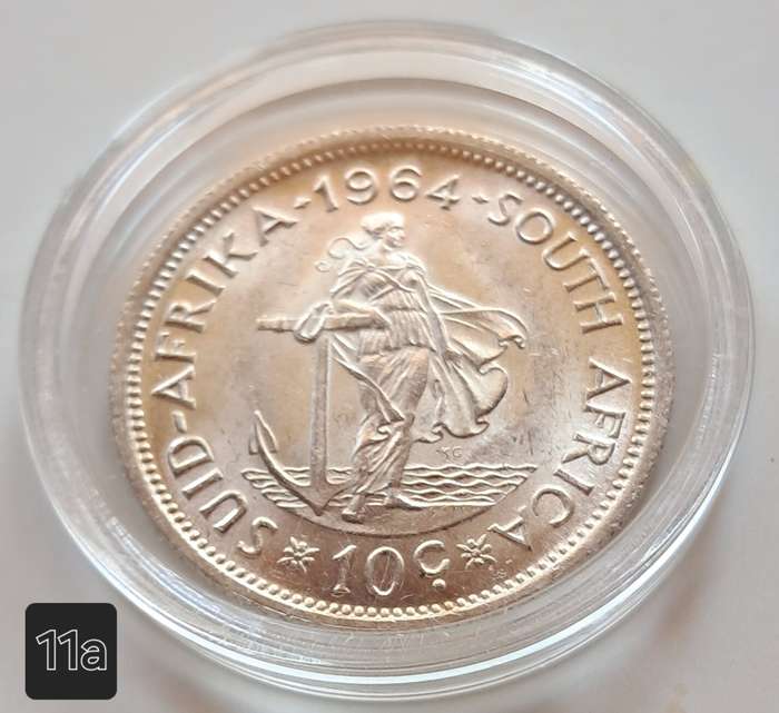 RSA - 1964  TEN CENT - SILVER - IN CAPSULE