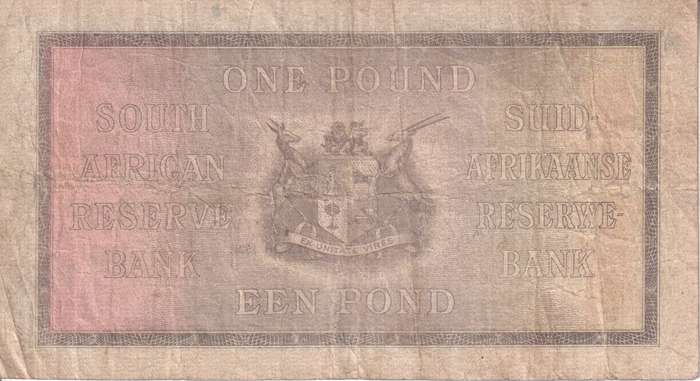 UNION OF SOUTH AFRICA - ONE POUND - J.POSTMUS - APRIL 1938 - E/A - A/87 - #96 VF