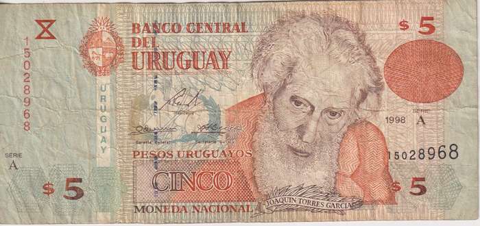 Uruguay 5 Peso 1998 - P80  VF