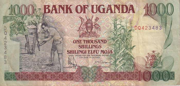 Uganda 1000 Shillings 1991 P34b VF