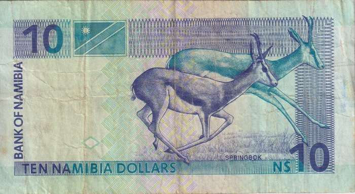 NAMIBIA 10 DOLLARS 2001 P4  F