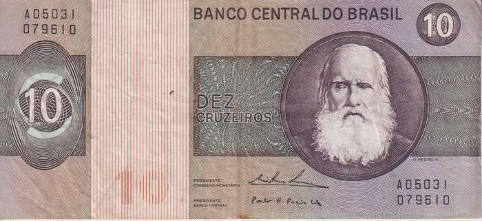 Brazil 10 Cruzeiros  1974 P193b  VF