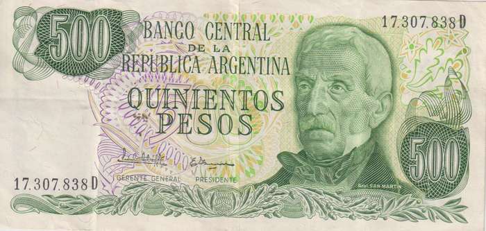 ARGENTINA 500 PESOS 1982 P303 VF