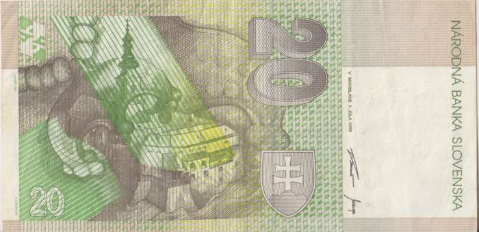 SLOVAKIA 20  KORUN P20d 1999  VF