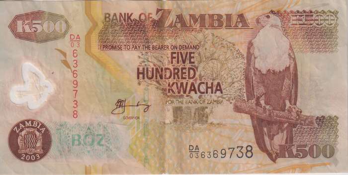 ZAMBIA 500 Kwacha 2003 P43 VF