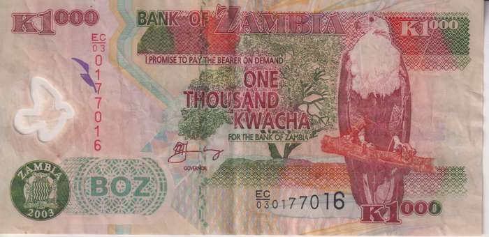 ZAMBIA 1000 Kwacha 2003 P44  VF