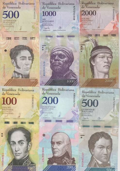21 PIECES SET - Venezuela 2-100,000 Bolivar Fuerte & 2-500 Soberano , 2007-2018, P-88-108, ALL UNC