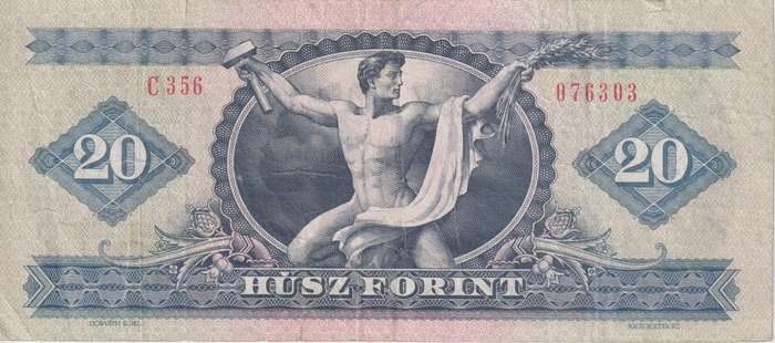 HUNGARY 20 FORINT 1975 P 169f VG -Tear  (USED)