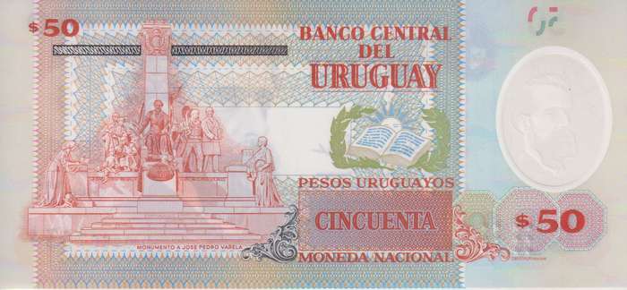 Uruguay 50 Pesos (2020) - Varela/Monument/p-102a, B561a Series A Polymer UNC