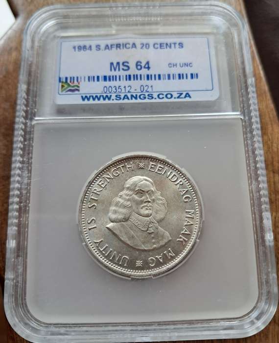1964  20 Cent -  SILVER - SANGS GRADED MS64