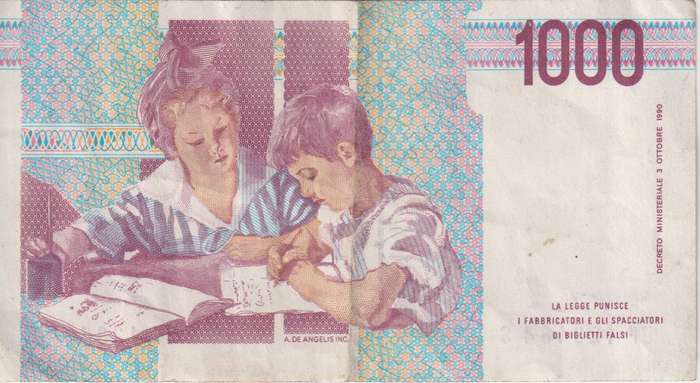 ITALY 1000 Lire P 114c 1990  VF