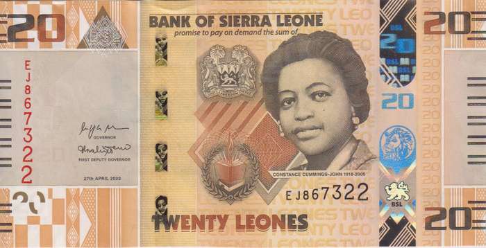 Sierra Leone 20 leones 2022 P-38 UNC