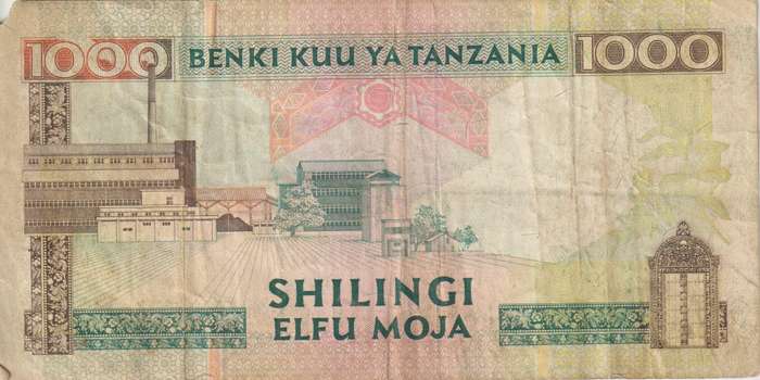 TANZANIA 1000 SHILLINGS 1993 P27 VG