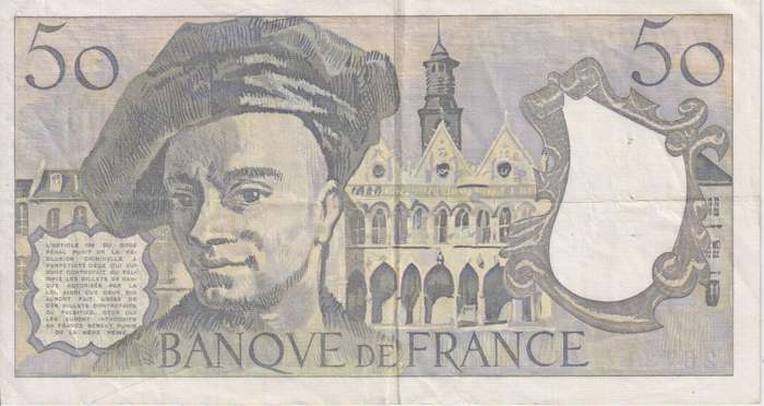 FRANCE 50 FRANCS 1988 P152d VF (pin holes)