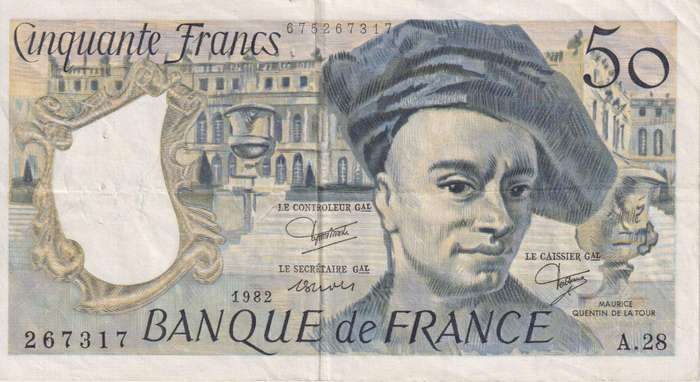 FRANCE 50 FRANCS 1988 P152d VF (pin holes)