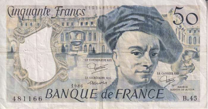 FRANCE 50 FRANCS 1988 P152d VF (pin holes)