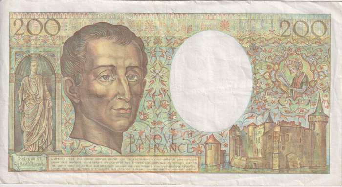 FRANCE 200 FRANCS Montesquie 1989 P155 VF