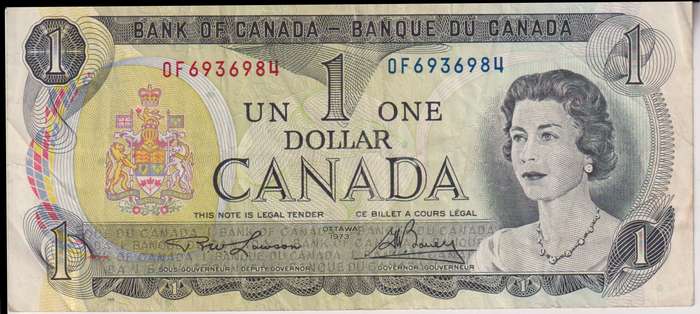 CANADA 1 DOLLAR 1973 P85 VF