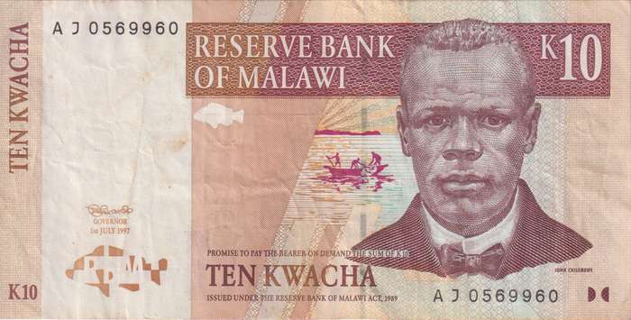 MALAWI 10 KWACHA 1997 P37 VF