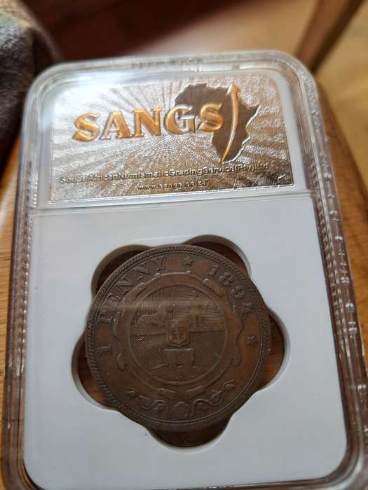PAUL KRUGER - ZAR  1894 1 PENNY - SANGS GRADED VF20