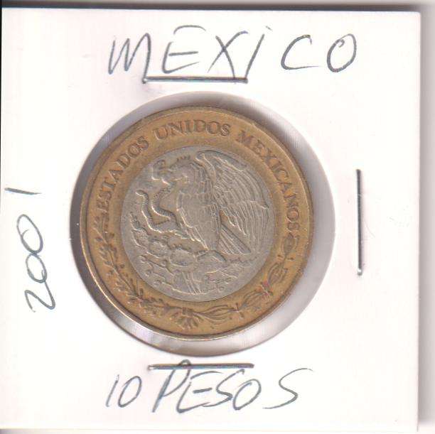 MEXICO 10 PESOS 2001 - BIMETAL IN COIN FLIP