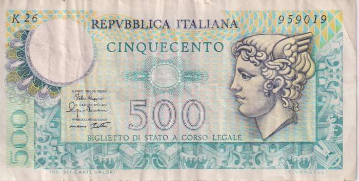 Italy 500 Lire 1979 P 94 VF