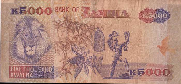 ZAMBIA 5000 KWACHA P41 1992 VF