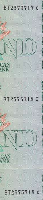 REPUBLIC OF SOUTH AFRICA - 10 RAND X 3 sequential# G.P.C.de Kock BT 1985 A/E 542 XF