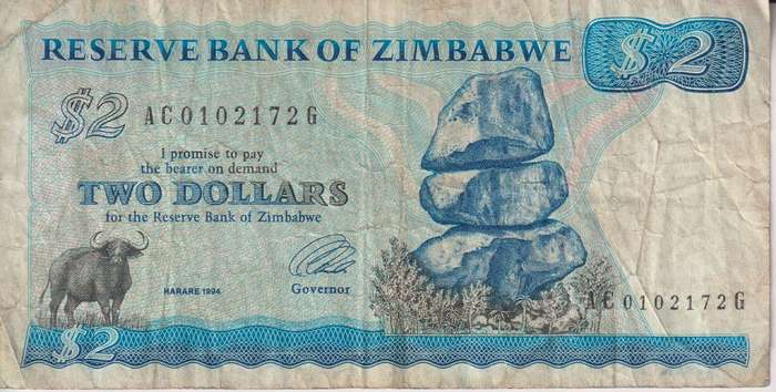 ZIMBABWE 2 DOLLARS P1b 1984 INDEPENDENCE ISSUE F