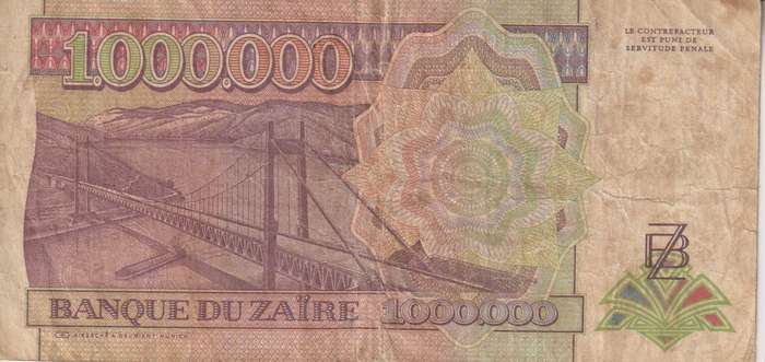 Zaire 1000000 Zaires 1992  P. 44  F