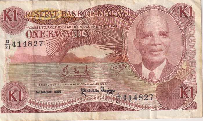 MALAWI 1 KWACHA 1986 P19  VF