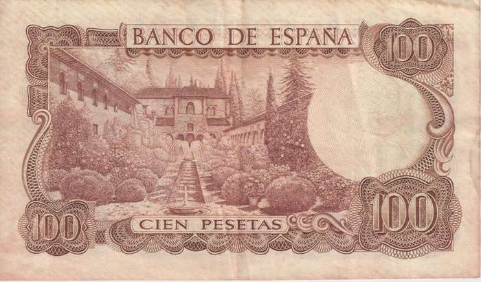 SPAIN 100 PESETAS 1970 P152 VF