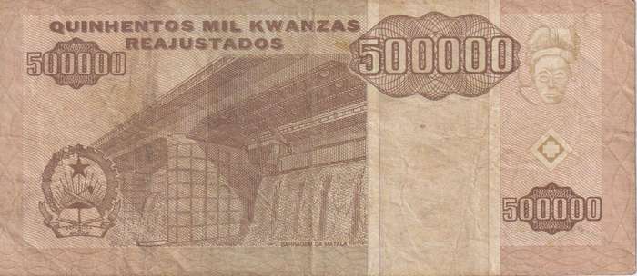 ANGOLA 500,000 KWANZAS 1995 P140  VF