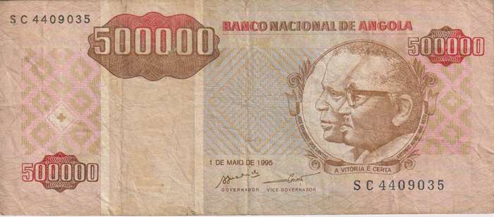 ANGOLA 500,000 KWANZAS 1995 P140  VF