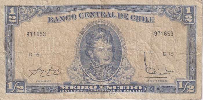 Chile 5 Pesos 1/2 Escudos 1964-67 P134Aa VG