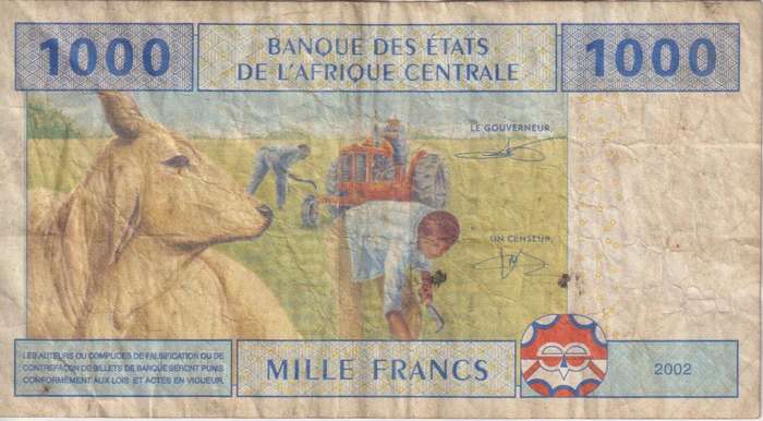 Central African States - Gabon 1000 Francs 2002-22  P407A  VF