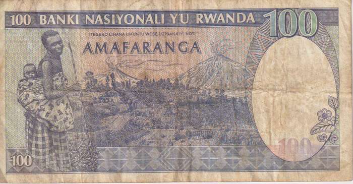 RWANDA 100 FRANCS 1989 P19 F