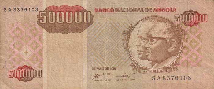 ANGOLA 500,000 Kwanzas Reajustados 1995 P140  VF
