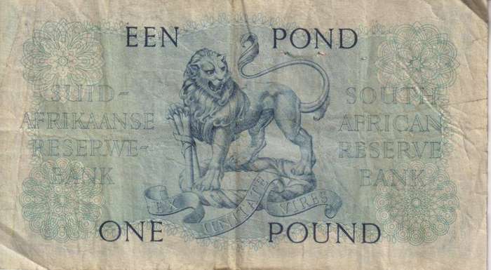 UNION OF SOUTH AFRICA - 1 POND M.H. de Kock E/A  B/123 15/12/1951 #123  VG