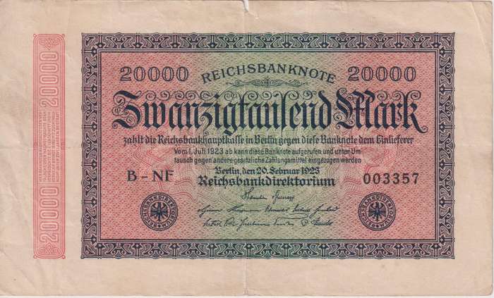 20 000 Mark (Reichsbanknote) 1923 P85   F