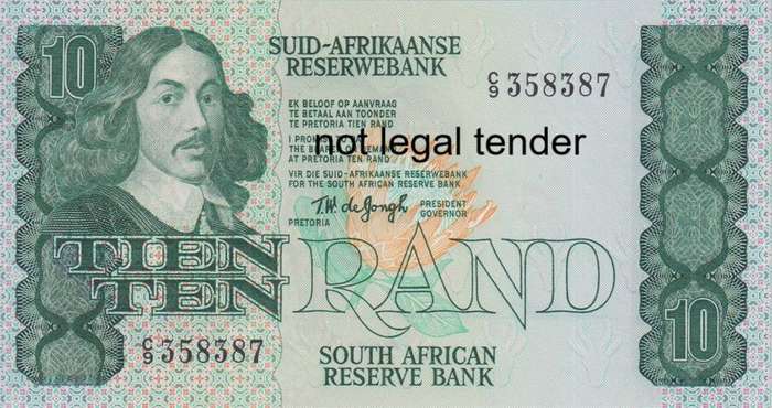 REPUBLIC OF SOUTH AFRICA - 10 RAND TW DE JONGH 1978 A/E 526 UNC