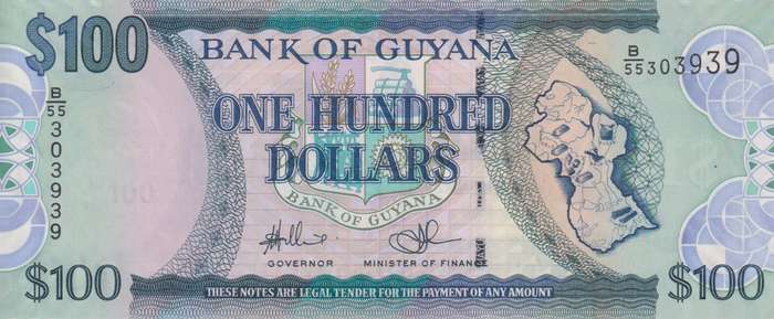 Guyana 100 DOLLARS 2005-2009 p36b UNC