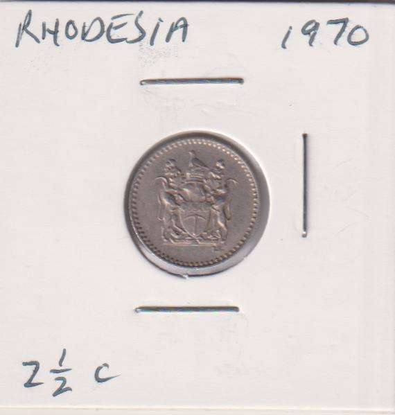 RHODESIA 2½ CENT  1970 IN COIN FLIP