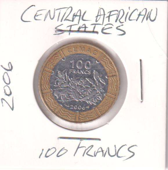 CENTRAL AFRICAN STATES 100 FRANCS  2006 bi-metal IN COIN FLIP
