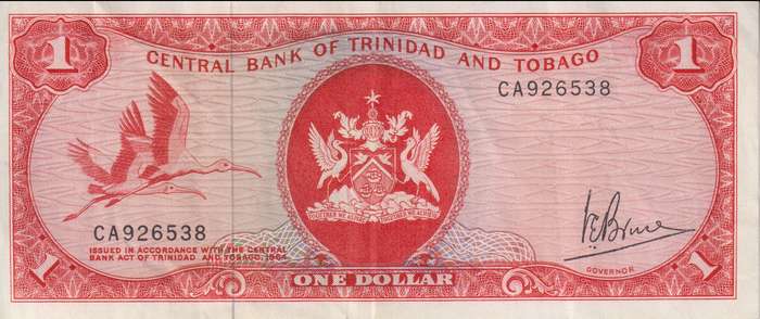 Trinidad and Tobago 1 Dollar Banknote, 1977 P30c VF