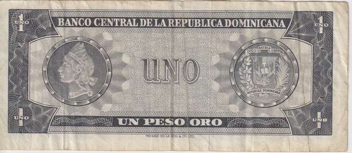 DOMINICAN REPUBLIC 1 PESO 1965-72  P99 VF